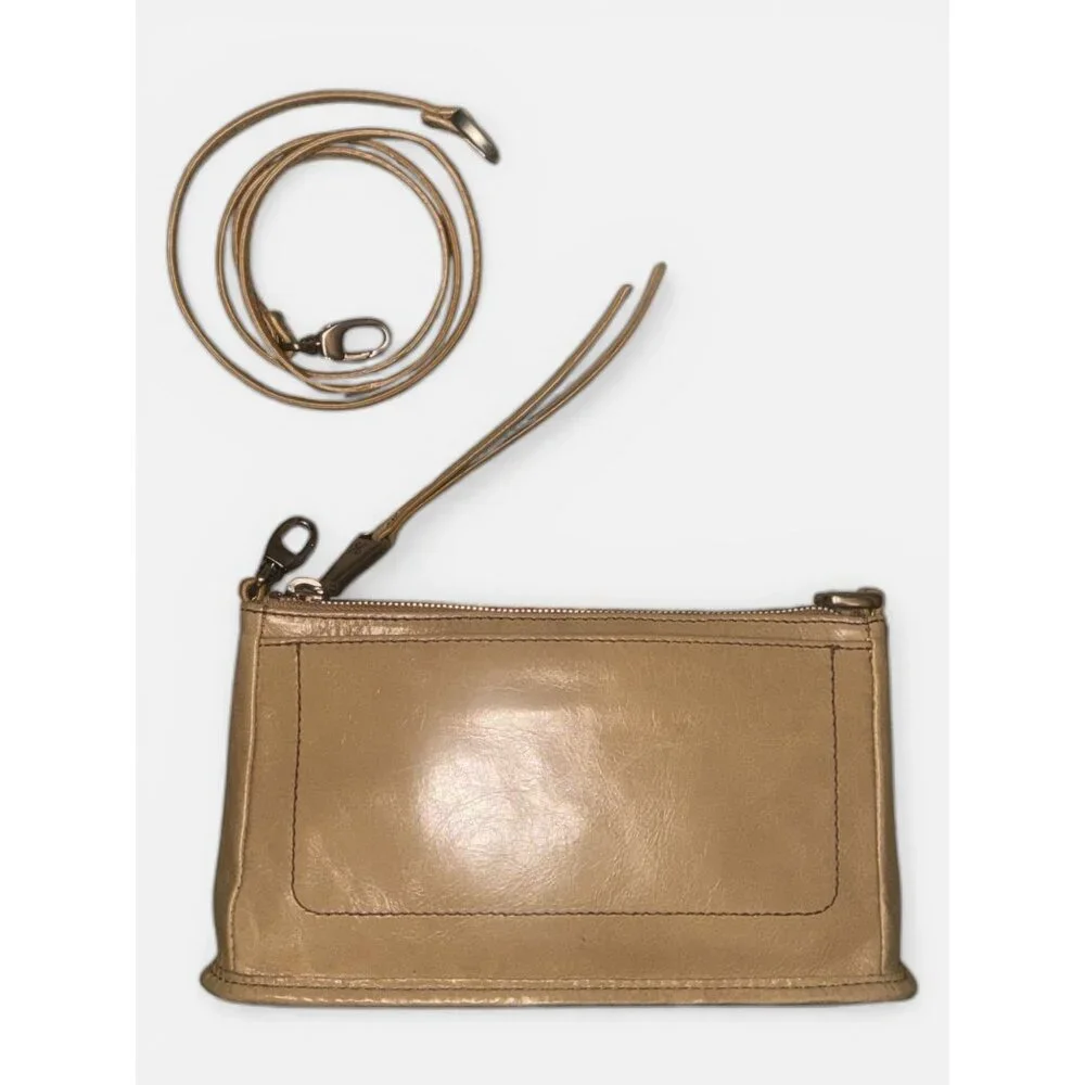 Hobo Cadence Convertible Crossbody Beige Distressed Leather Clutch Shoulder Bag - Picture 7 of 12